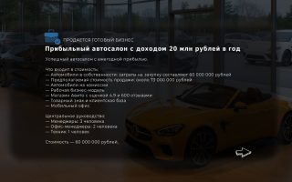 Прибыльный автосалон с доходом 20 млн рублей в год