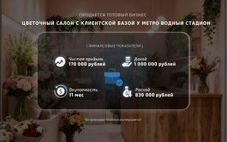 Цветочный салон с клиентской базой у метро Водный стадион