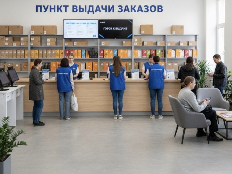 Пункт выдачи заказов в центре оживленного района