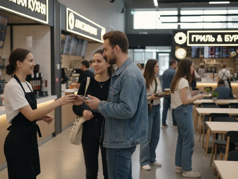 Действующий фуд-корт и служба доставки еды в ТЦ