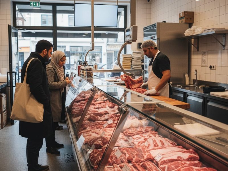 Мясная лавка с халяльной продукцией рядом с метро
